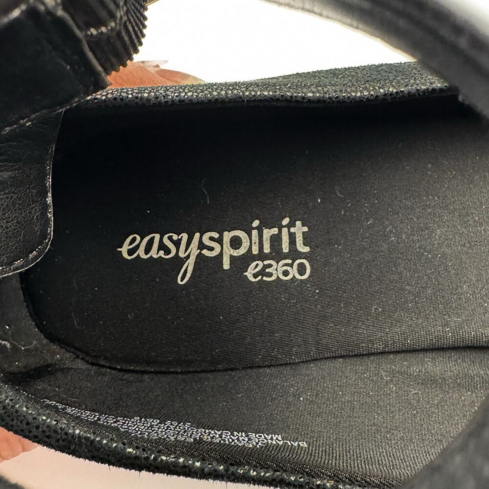 easyspirit e360 Glossy Leather Stretch Pointed Toe Zip Wedge Low Heel 8.5 Wide - Picture 9 of 13